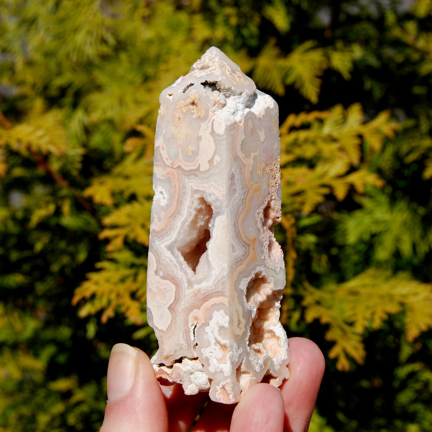 Pink Crazy Lace Agate Druzy Crystal Tower