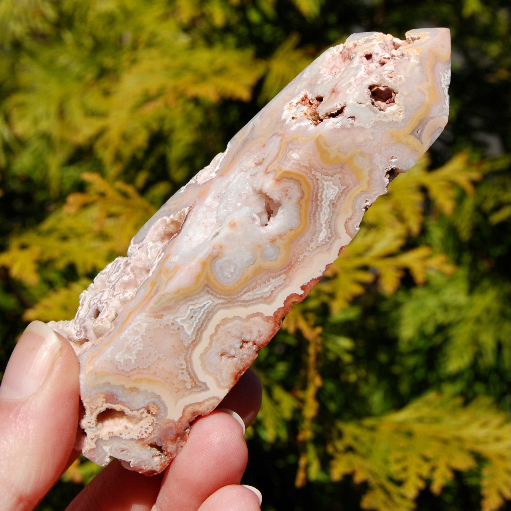 Pink Crazy Lace Agate Druzy Crystal Tower