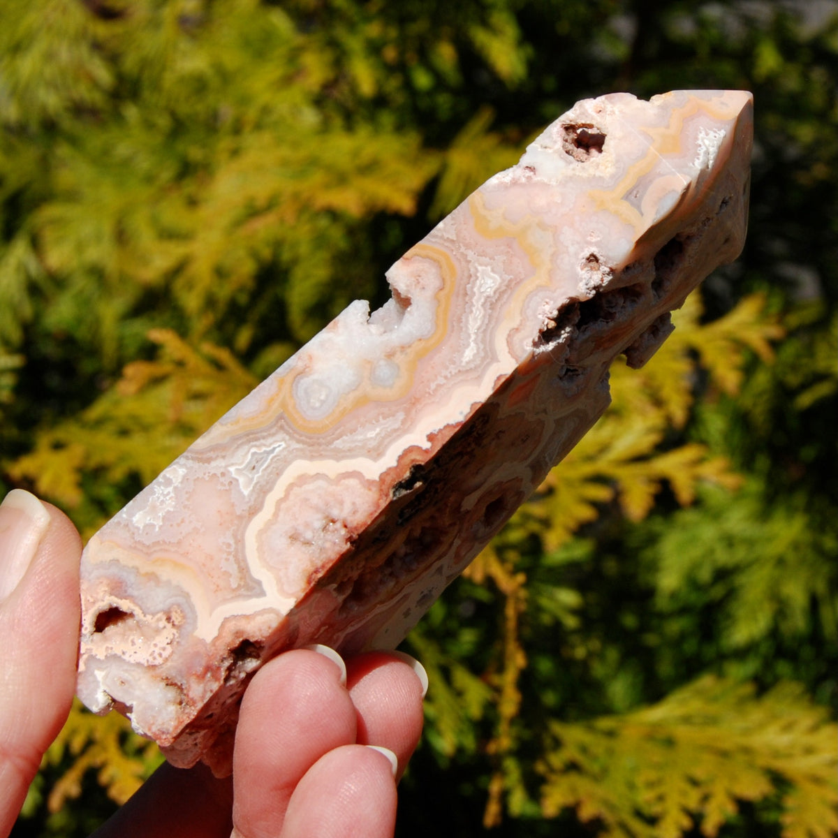 Pink Crazy Lace Agate Druzy Crystal Tower