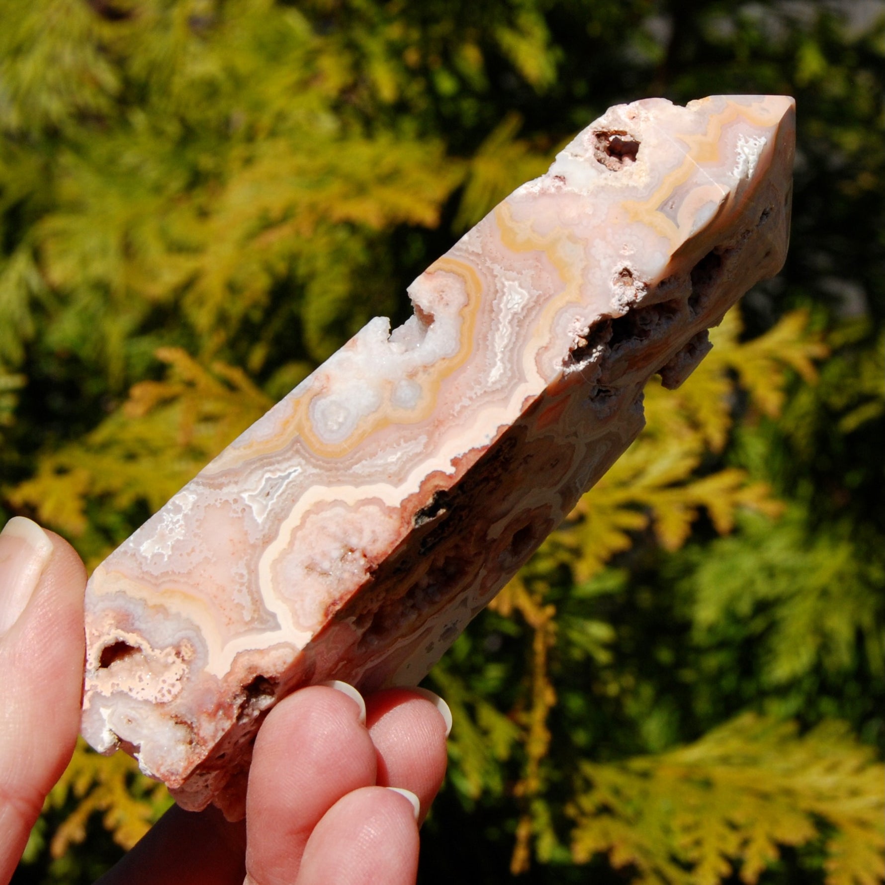 Pink Crazy Lace Agate Druzy Crystal Tower