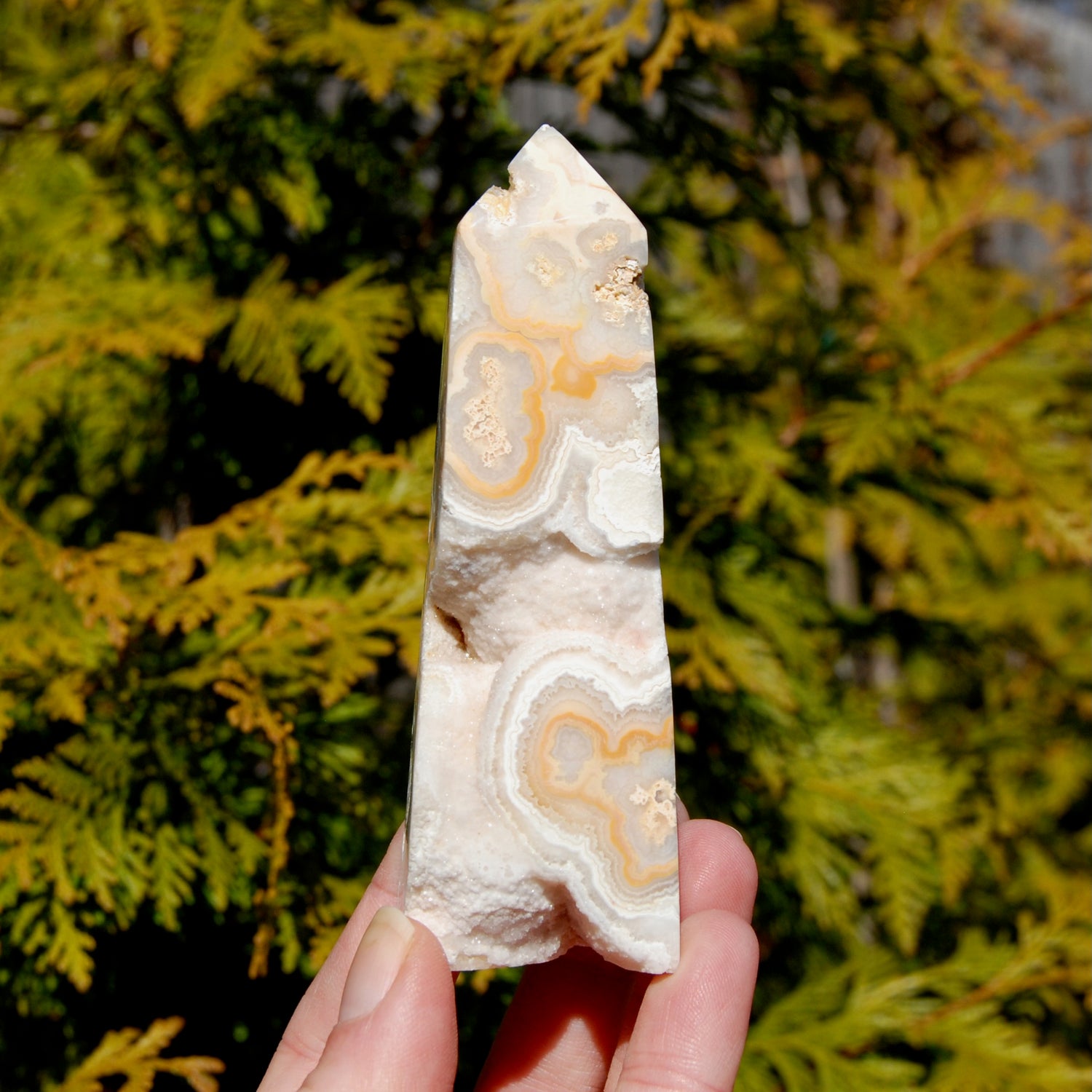 Pink Crazy Lace Agate Druzy Crystal Tower