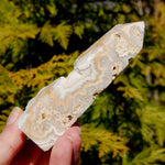 Pink Crazy Lace Agate Druzy Crystal Tower