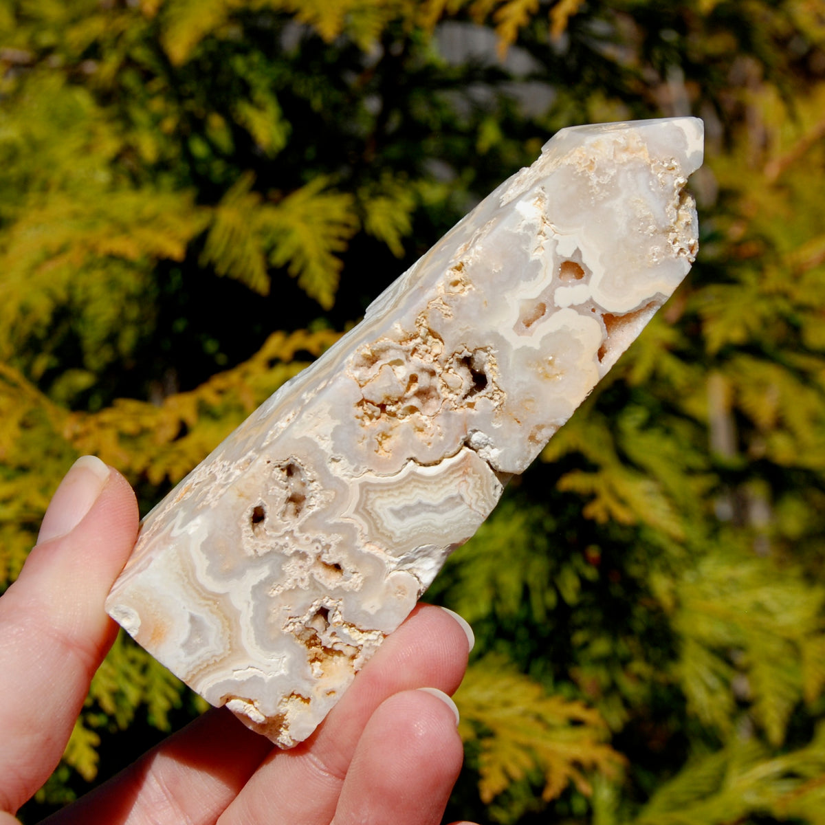 Pink Crazy Lace Agate Druzy Crystal Tower