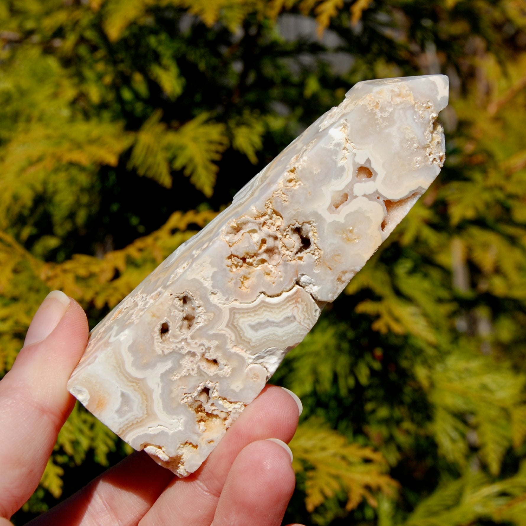 Pink Crazy Lace Agate Druzy Crystal Tower