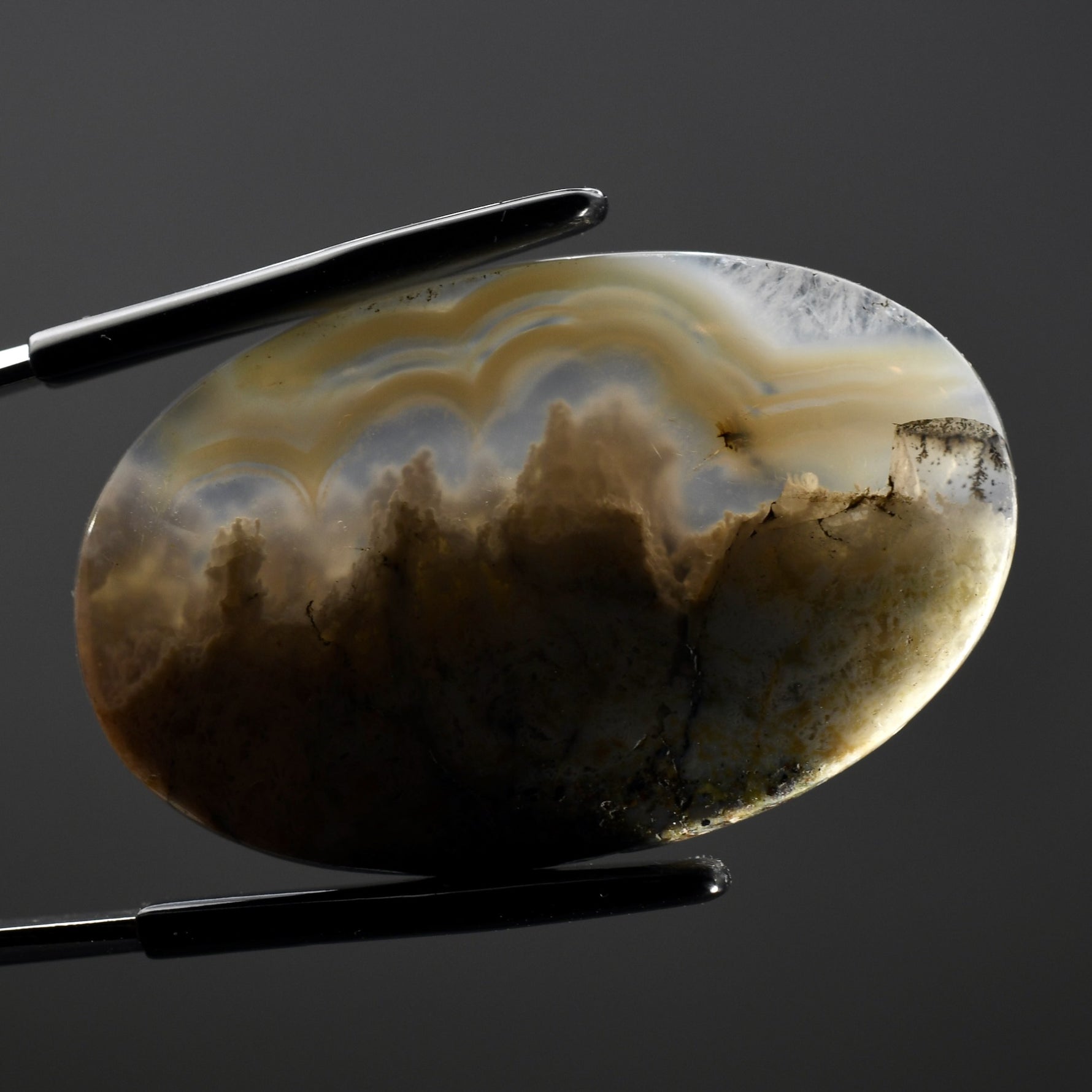 White Moss Agate Oval Cabochon