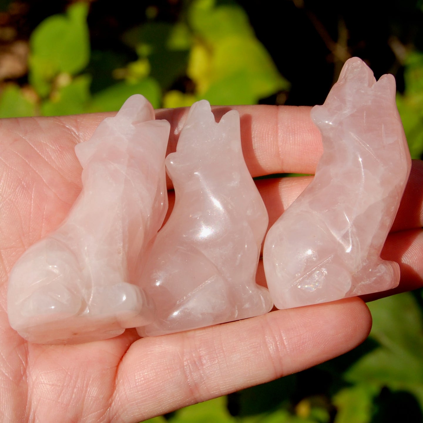 Rose Quartz Crystal Wolf