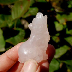 Rose Quartz Crystal Wolf