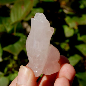 Rose Quartz Crystal Wolf