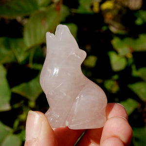 Rose Quartz Crystal Wolf