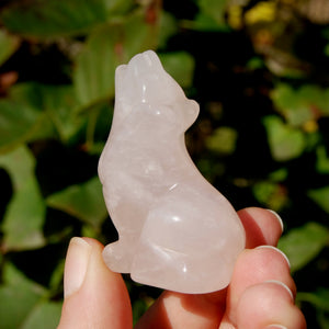 Rose Quartz Crystal Wolf