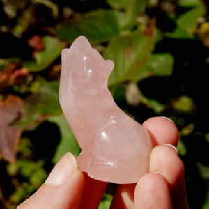 Rose Quartz Crystal Wolf