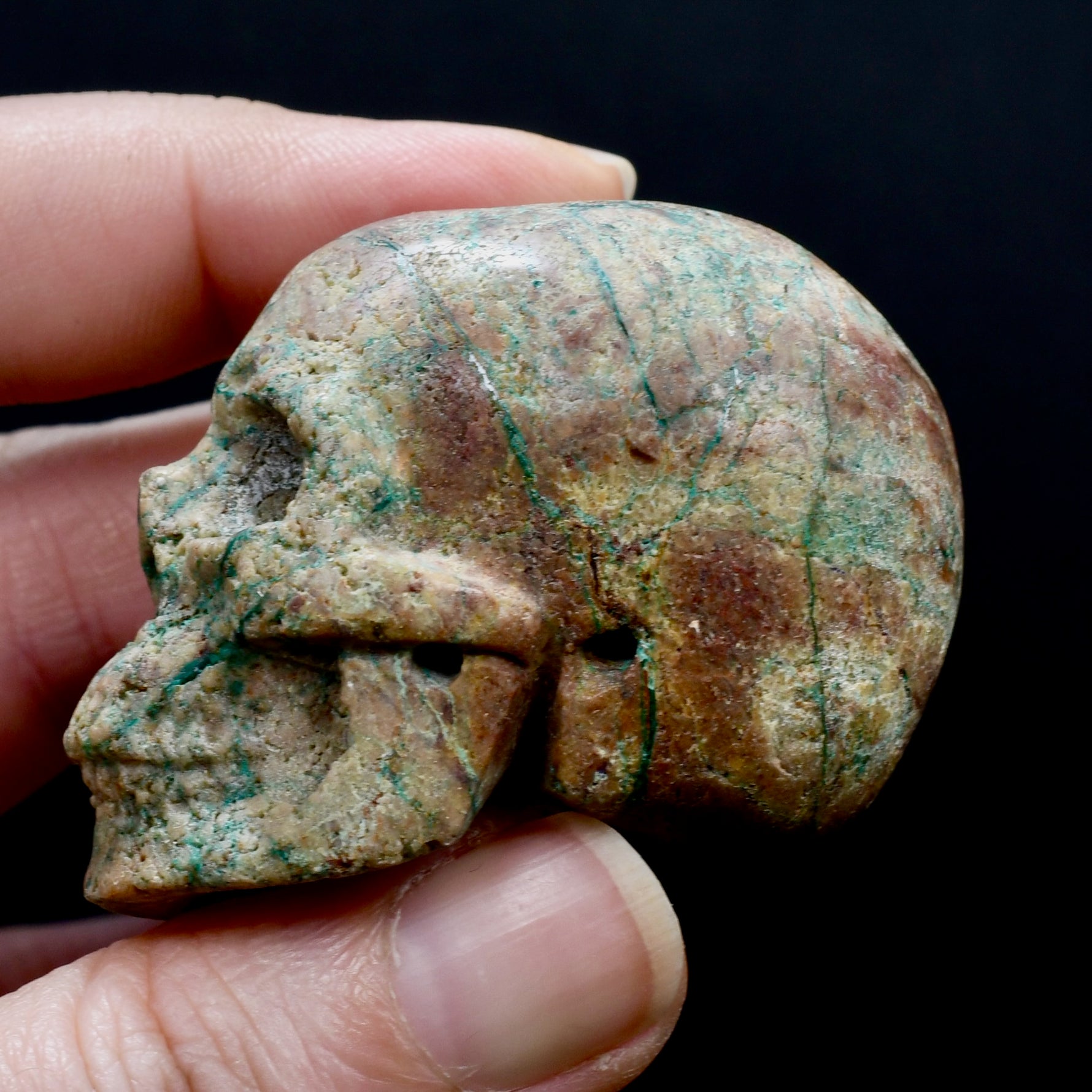 Malachite Matrix Carved Crystal Skul