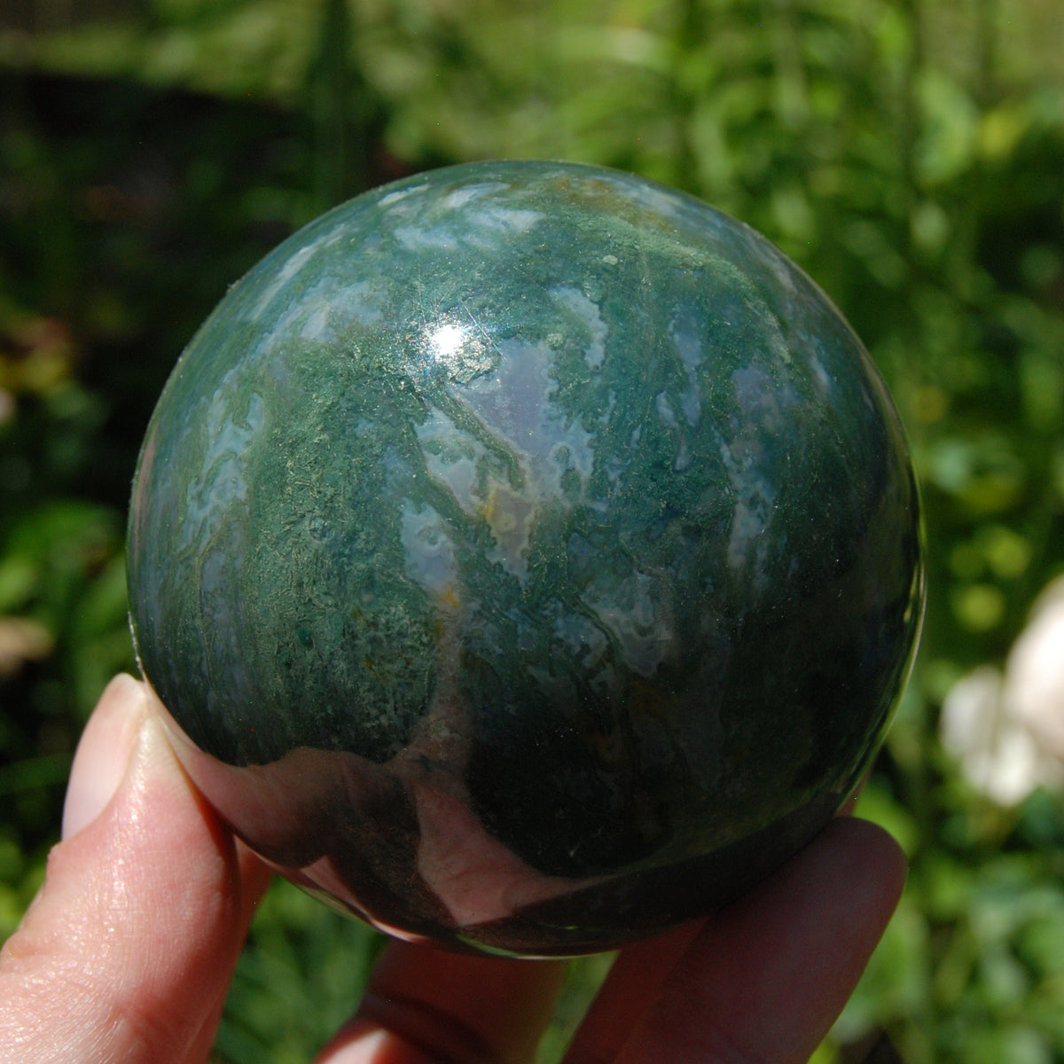 Moss Agate Crystal Sphere for sale