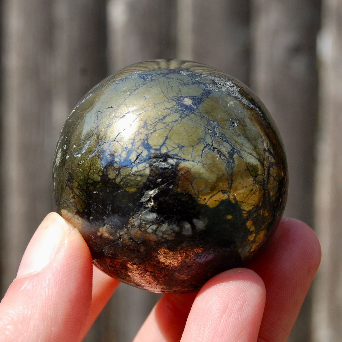 Covellite Pyrite Crystal Sphere