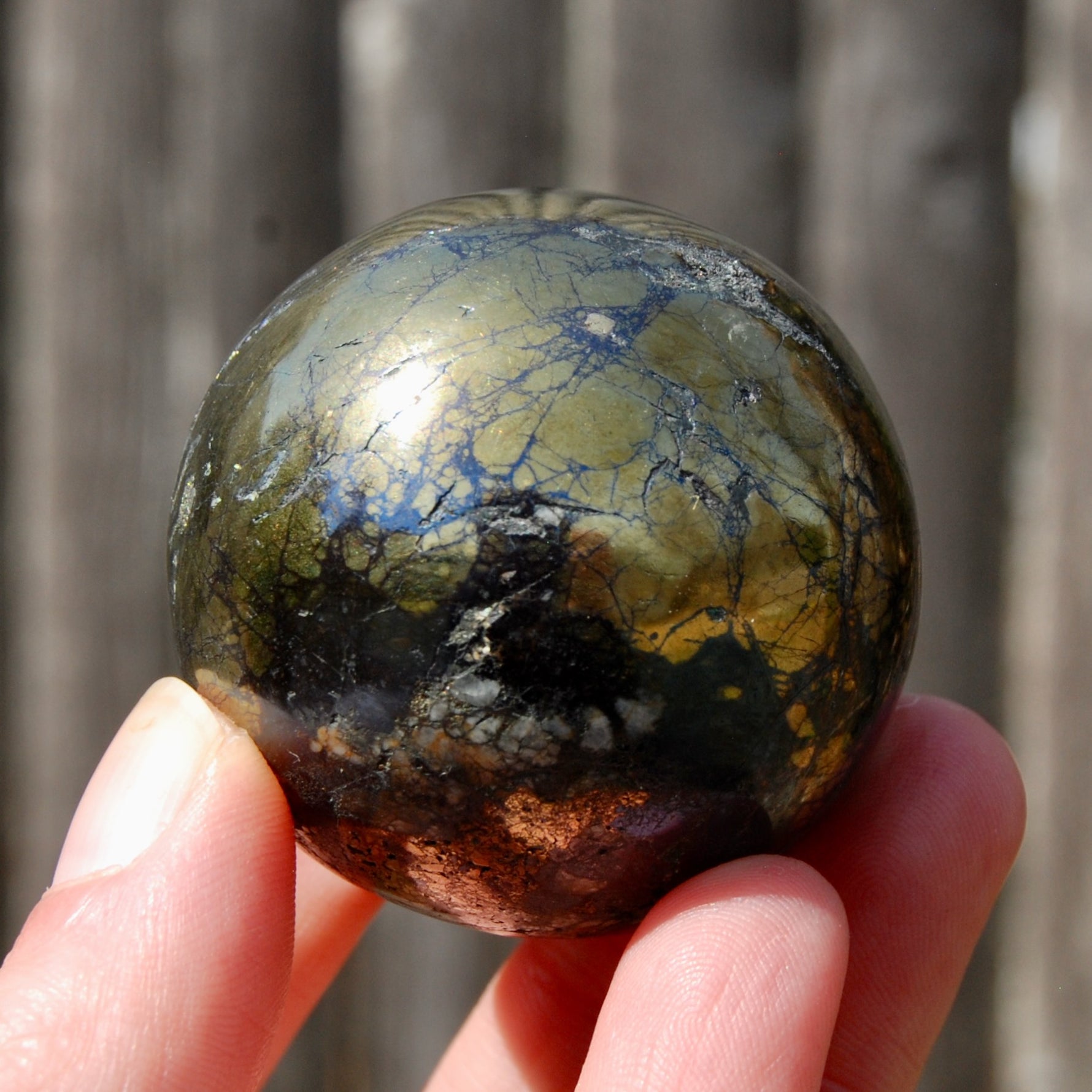 Covellite Pyrite Crystal Sphere