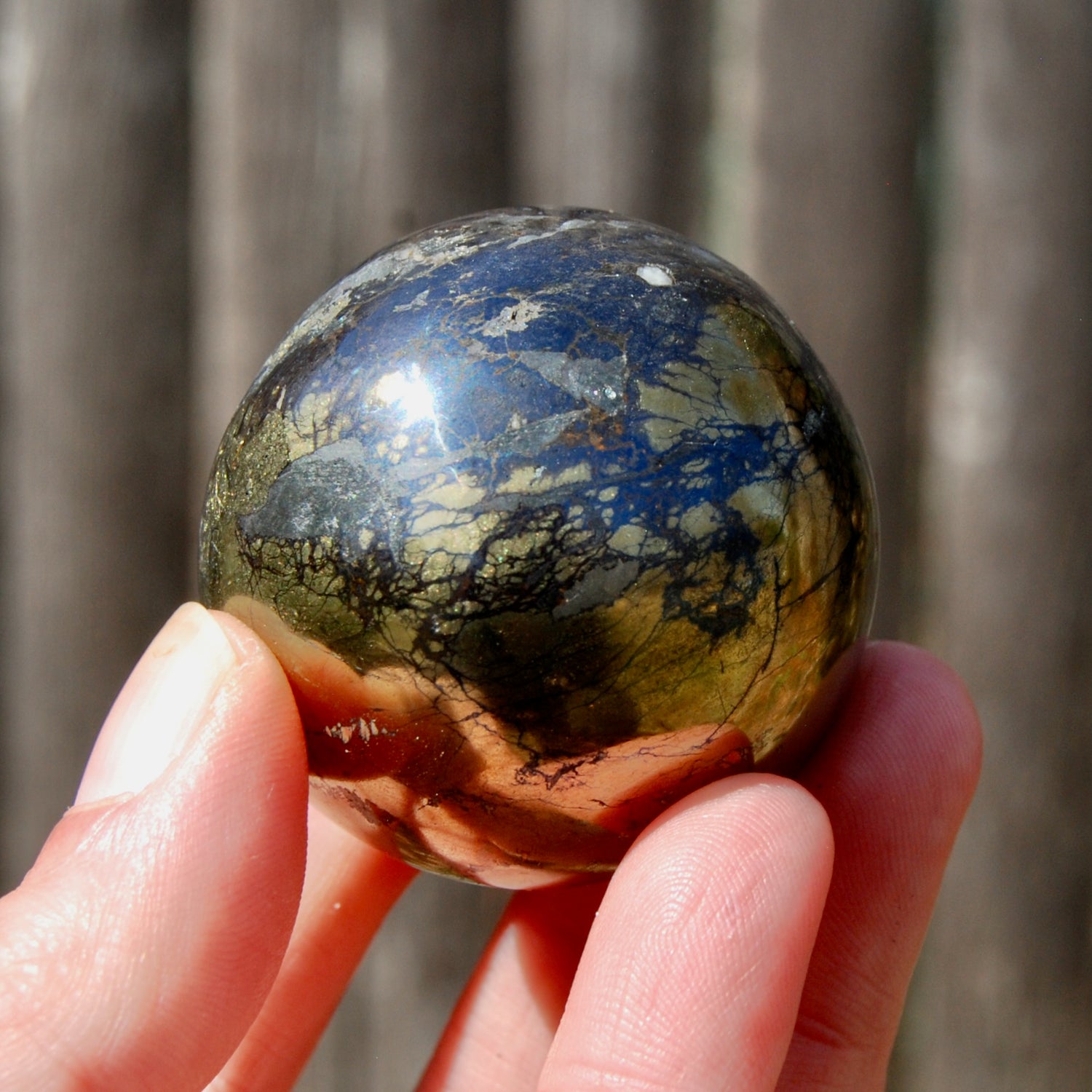 Covellite Pyrite Crystal Sphere
