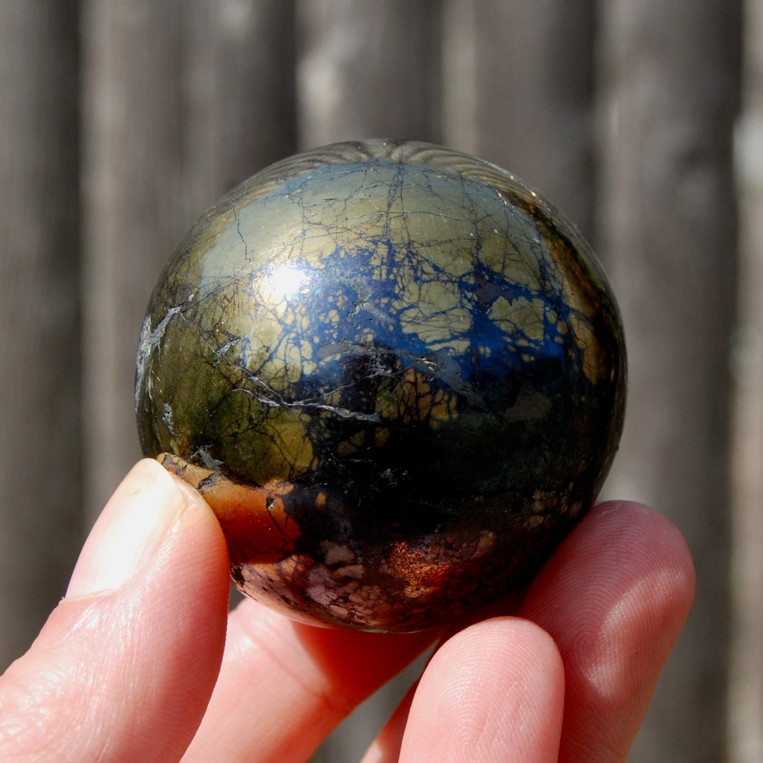 Covellite Pyrite Crystal Sphere