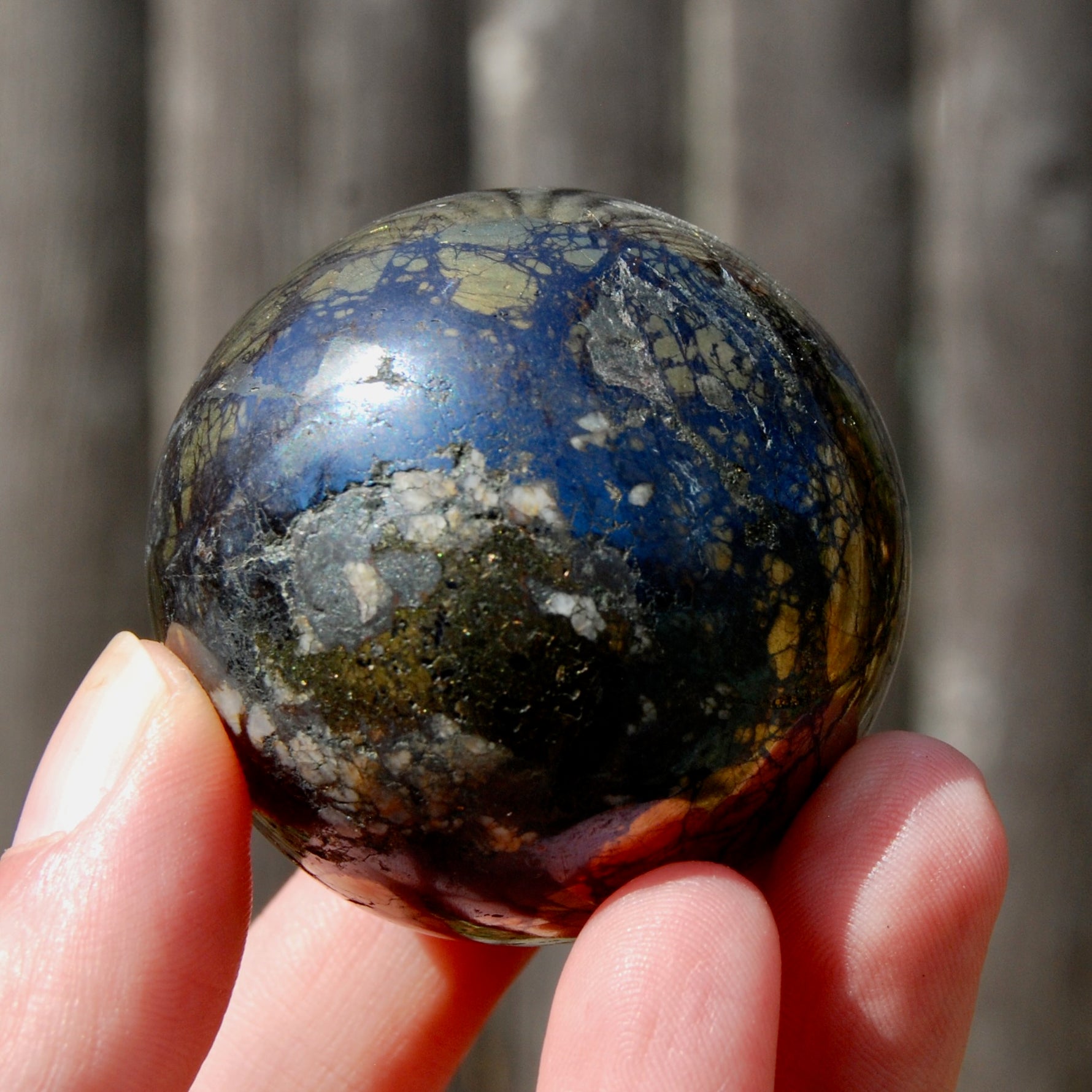 Covellite Pyrite Crystal Sphere