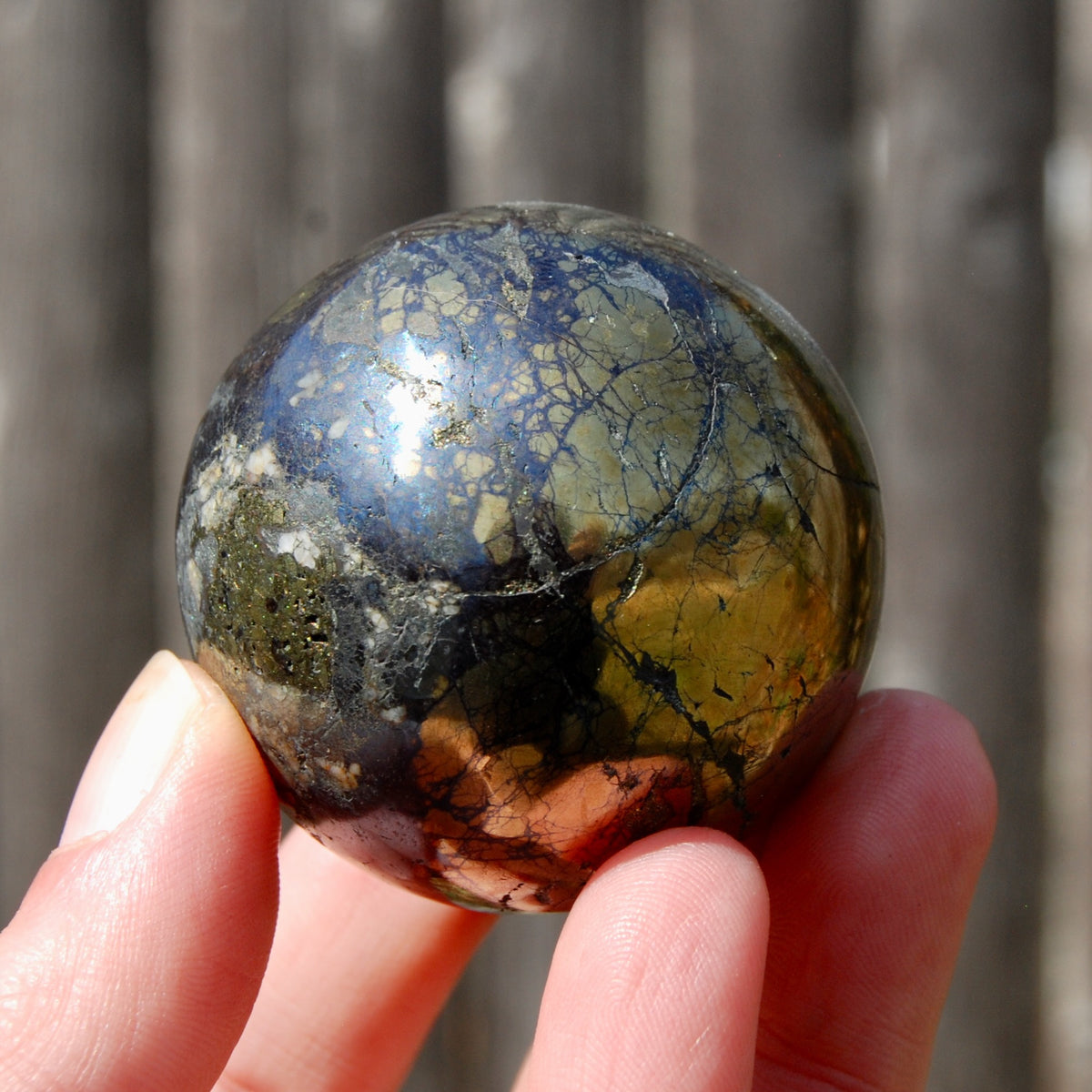 Covellite Pyrite Crystal Sphere