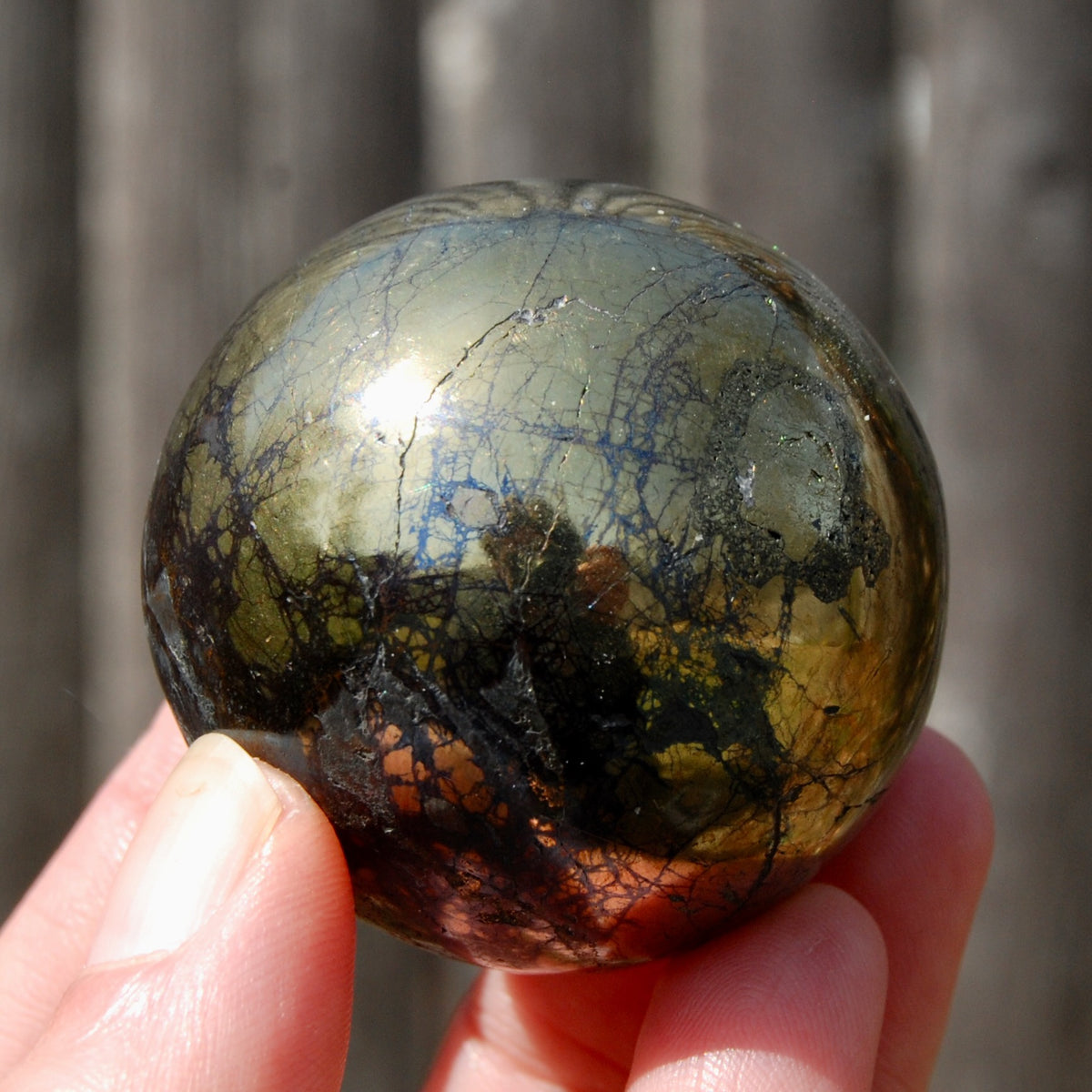 Covellite Pyrite Crystal Sphere