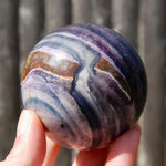 Silky Fluorite Crystal Sphere, Purple Blue Fluorite