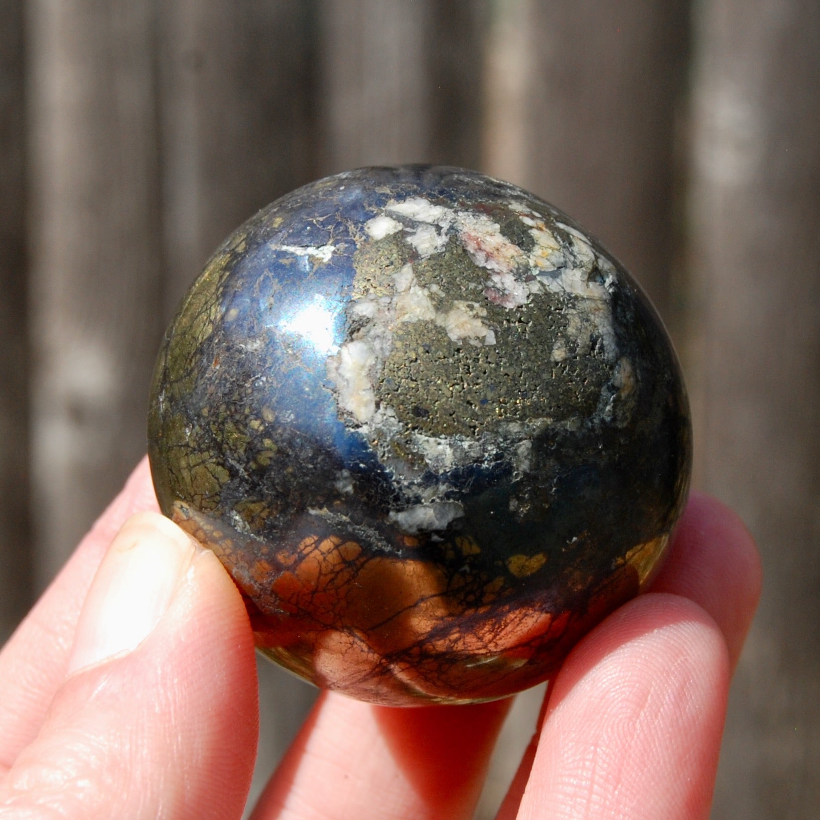 Covellite Pyrite Crystal Sphere