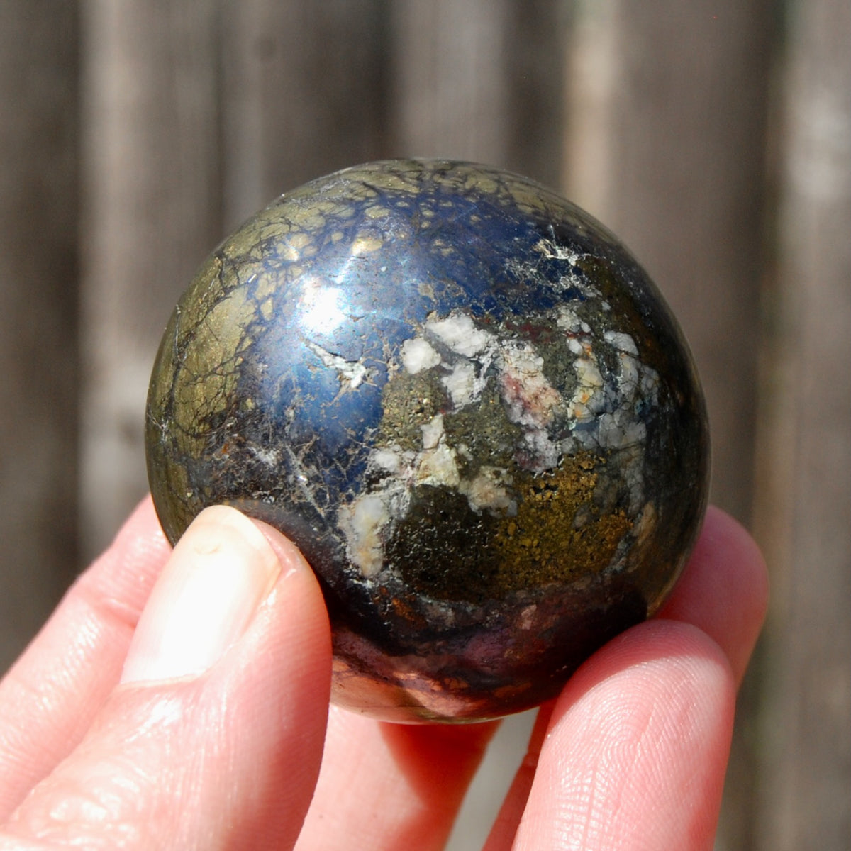 Covellite Pyrite Crystal Sphere