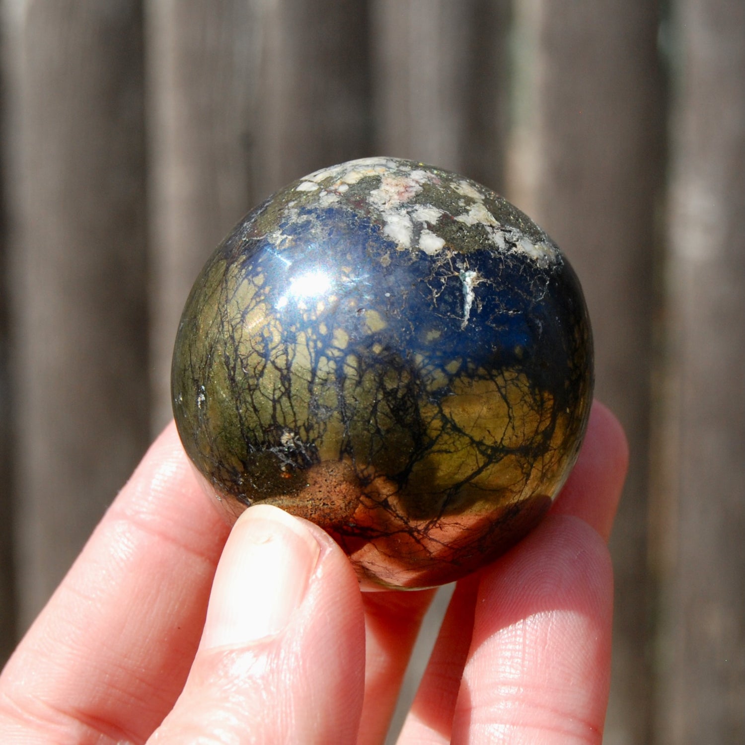 Covellite Pyrite Crystal Sphere