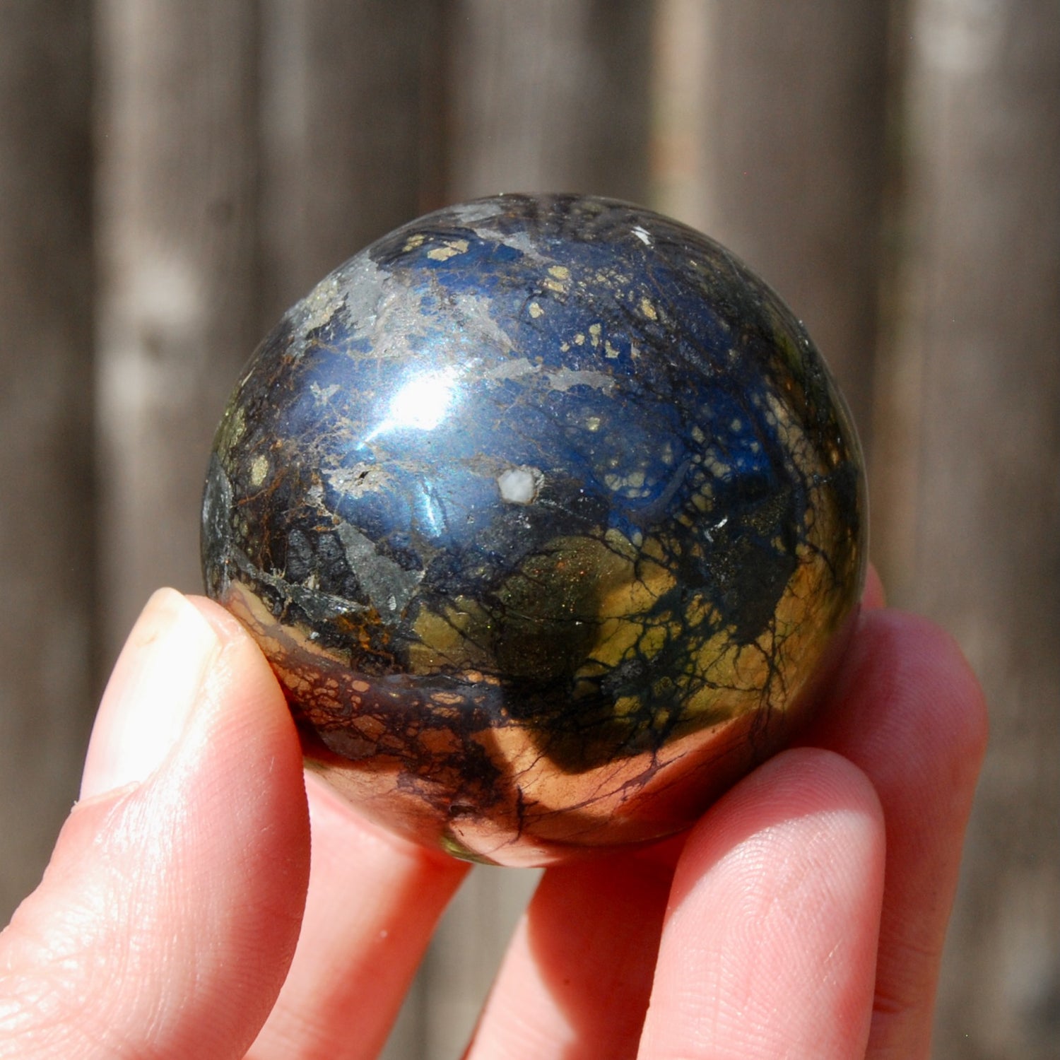 Covellite Pyrite Crystal Sphere