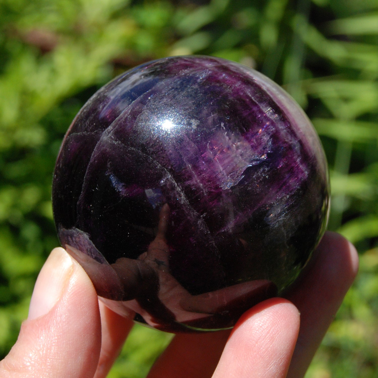 Darkest Purple Fluorite Crystal Sphere