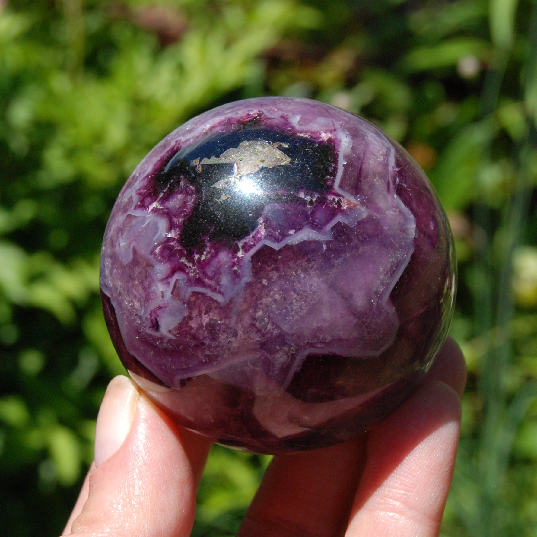 Magenta Watermelon Fluorite Crystal Sphere