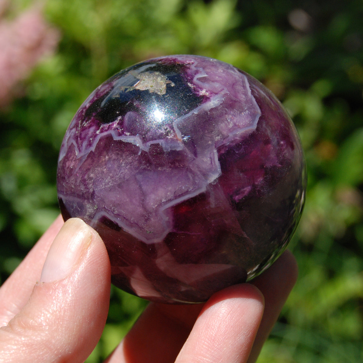Magenta Watermelon Fluorite Crystal Sphere