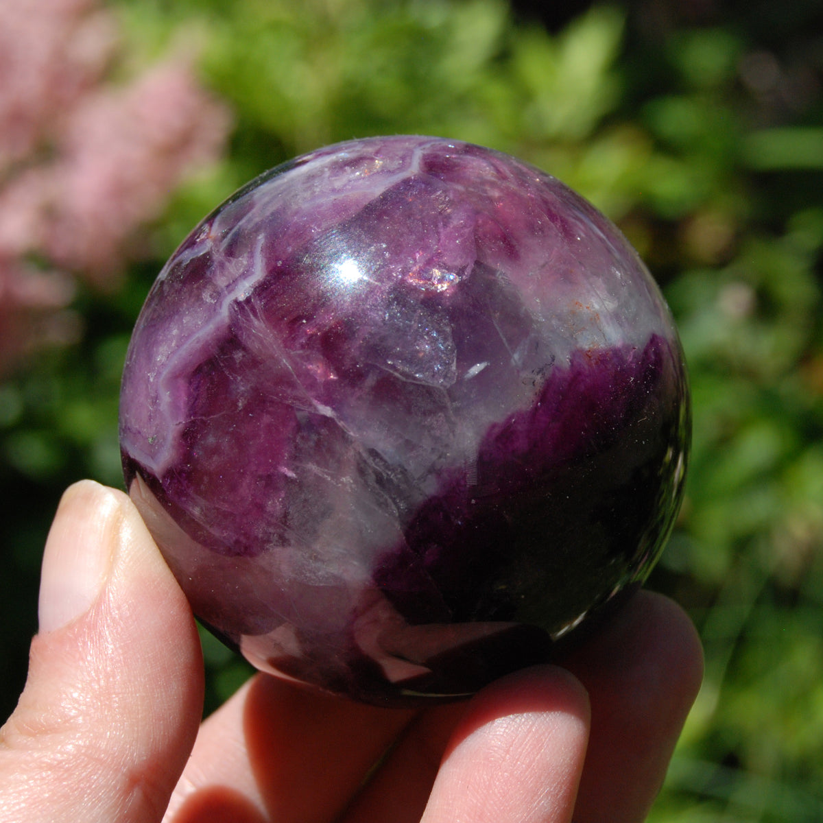 Magenta Watermelon Fluorite Crystal Sphere