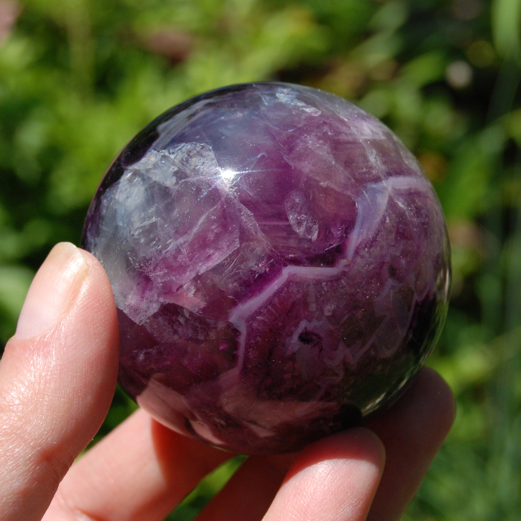 Magenta Watermelon Fluorite Crystal Sphere