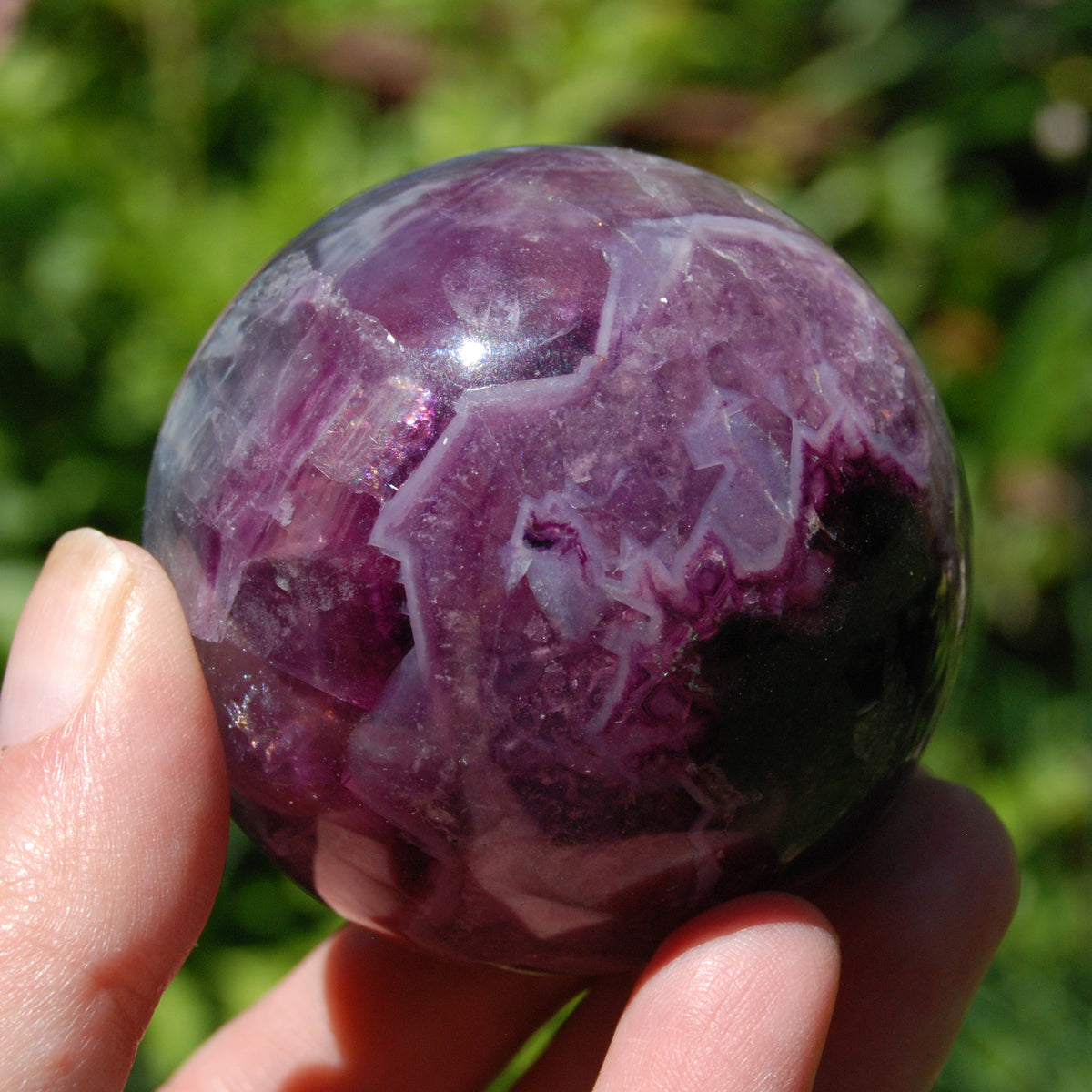 Magenta Watermelon Fluorite Crystal Sphere