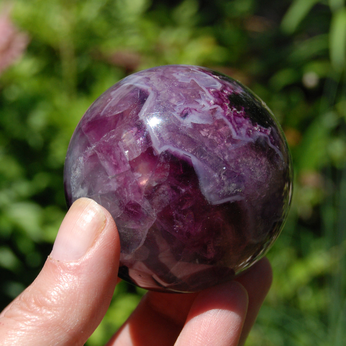 Magenta Watermelon Fluorite Crystal Sphere