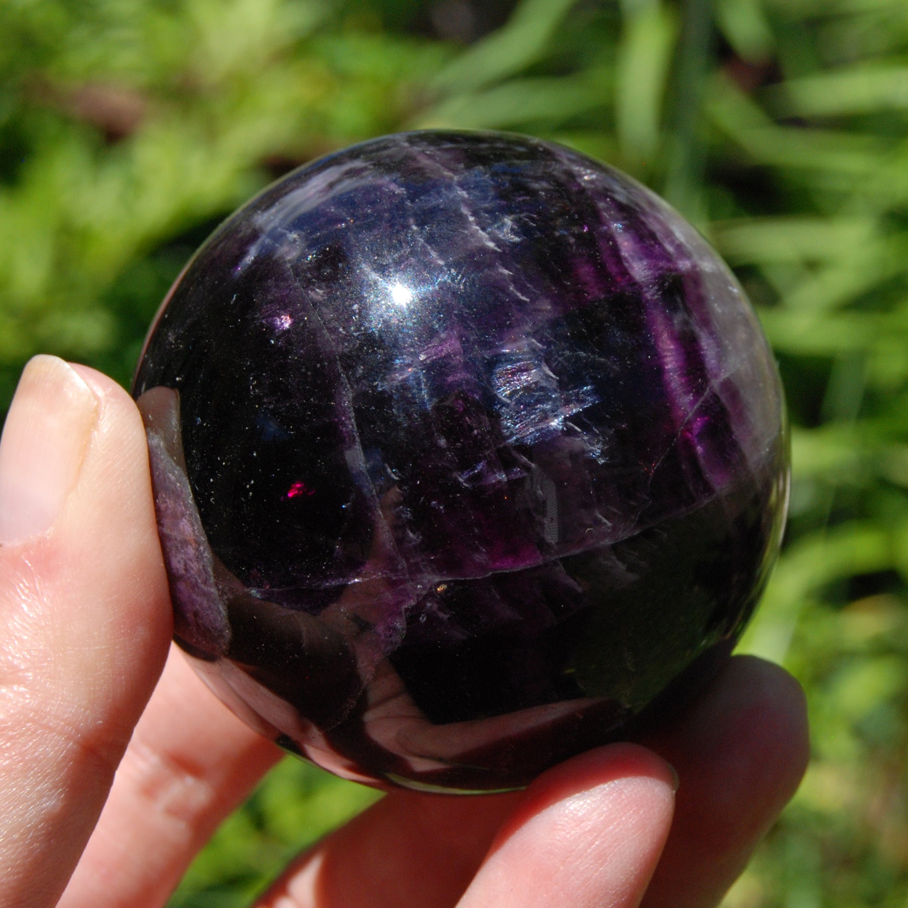Darkest Purple Fluorite Crystal Sphere