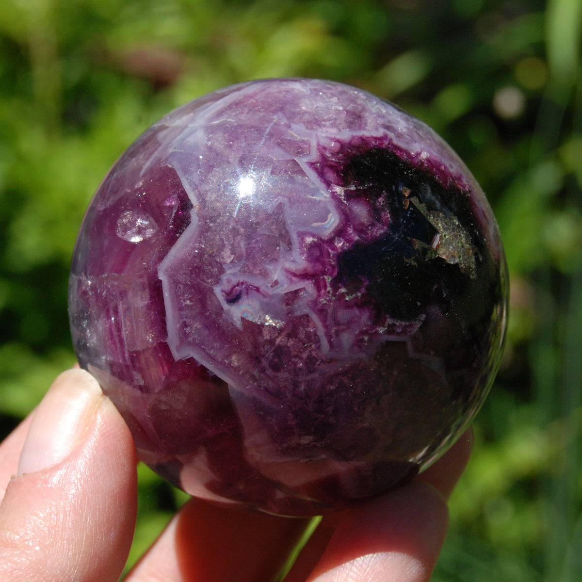 Magenta Watermelon Fluorite Crystal Sphere