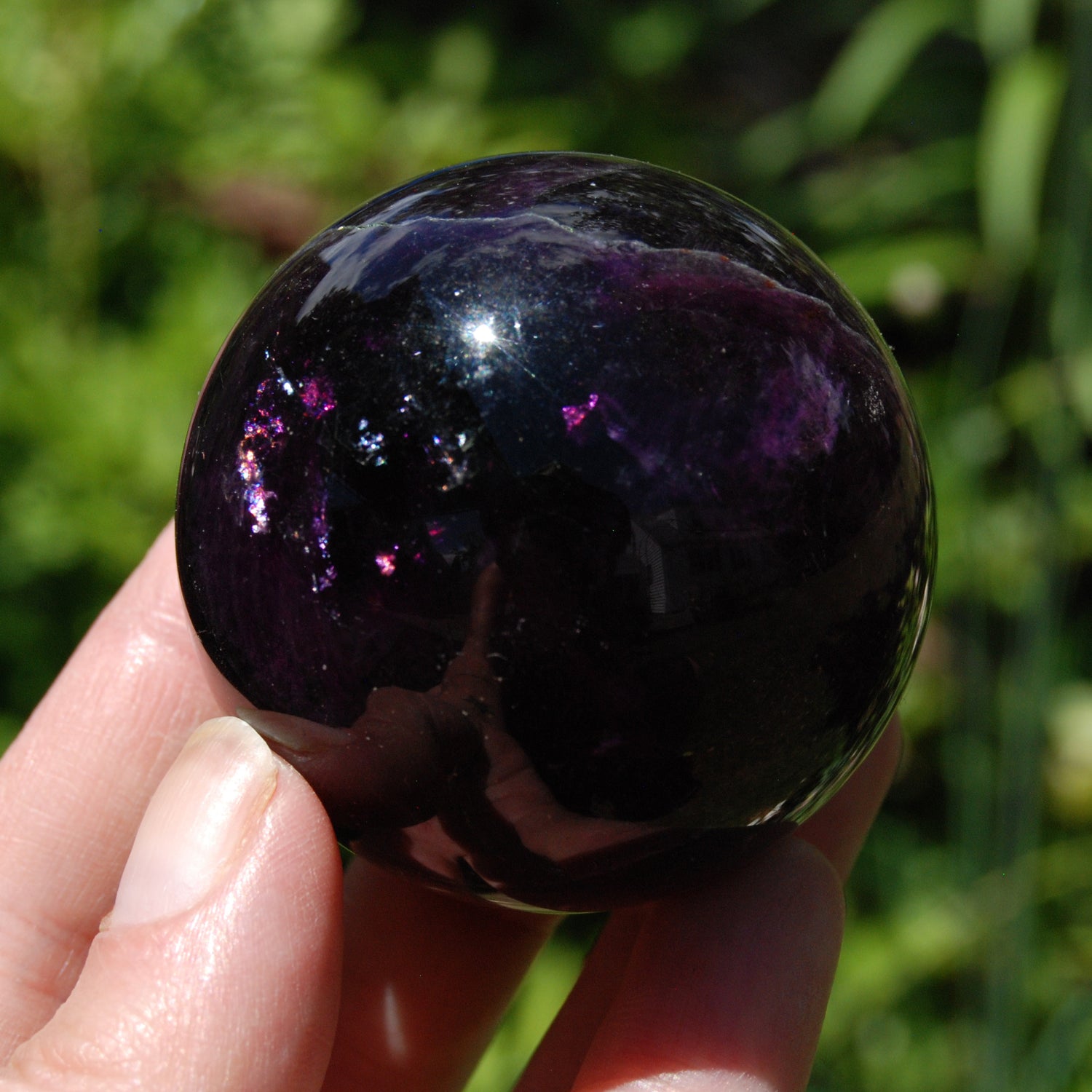 Darkest Purple Fluorite Crystal Sphere | 2" 245g Stone of Intellect