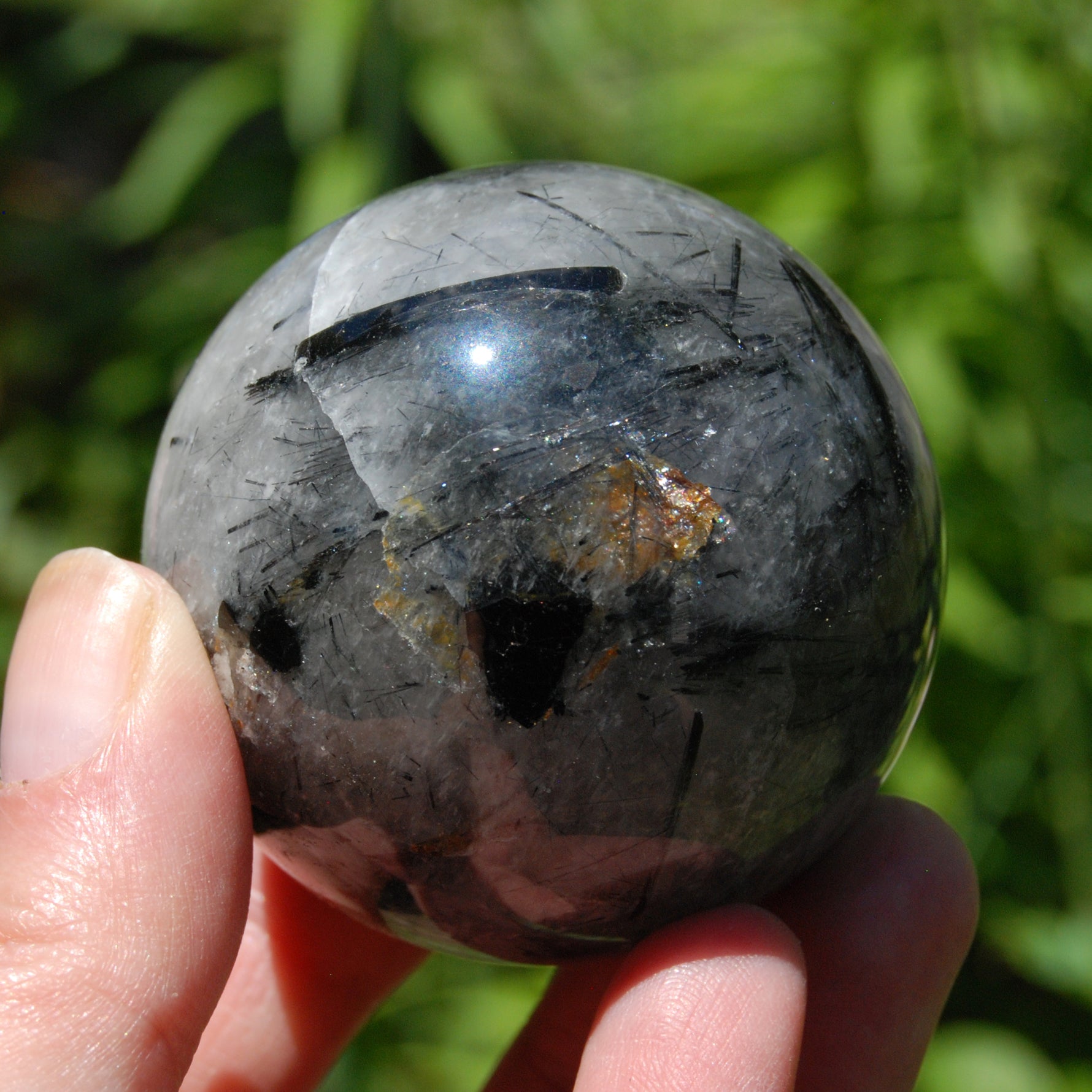 Black Tourmaline Quartz Crystal Sphere