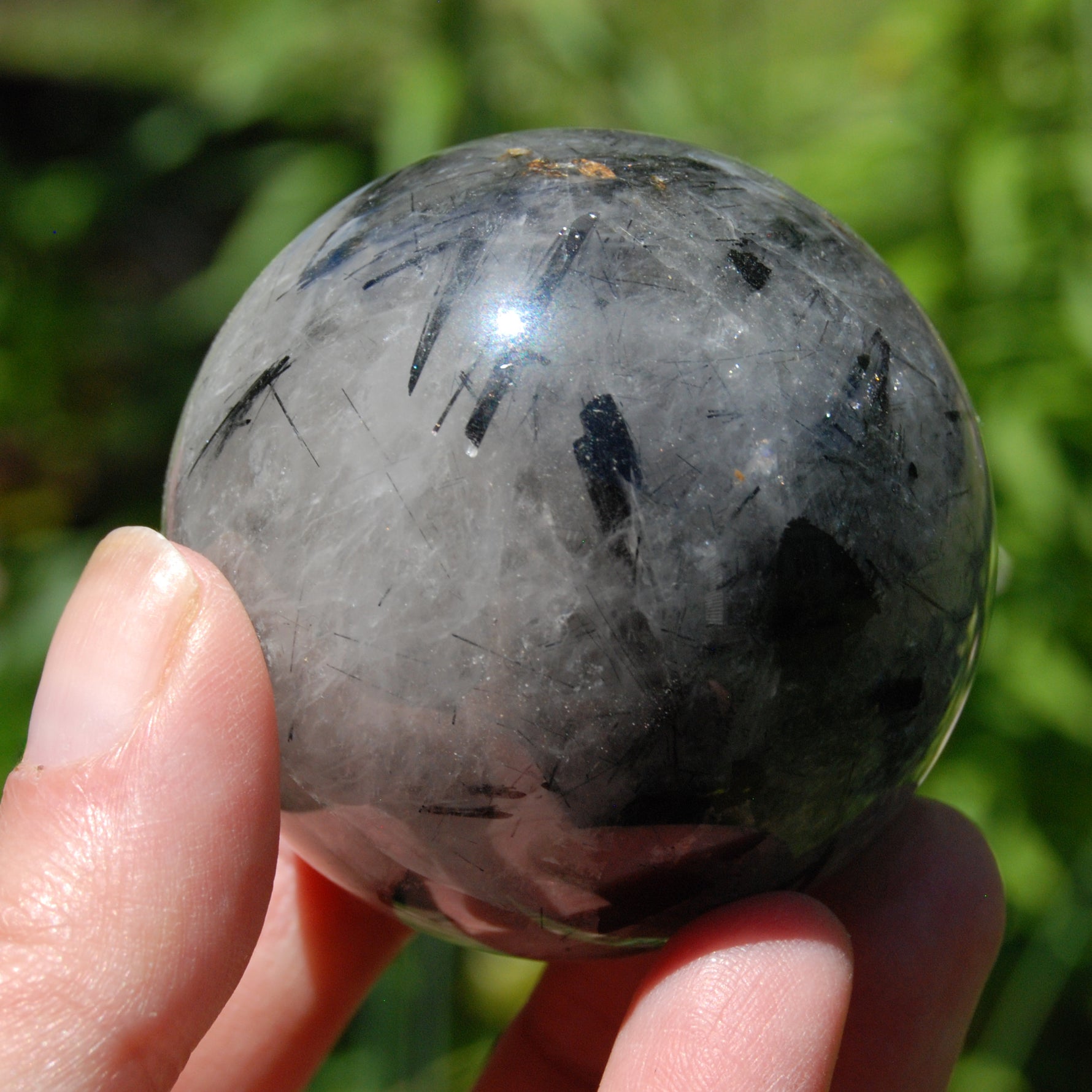 Black Tourmaline Quartz Crystal Sphere