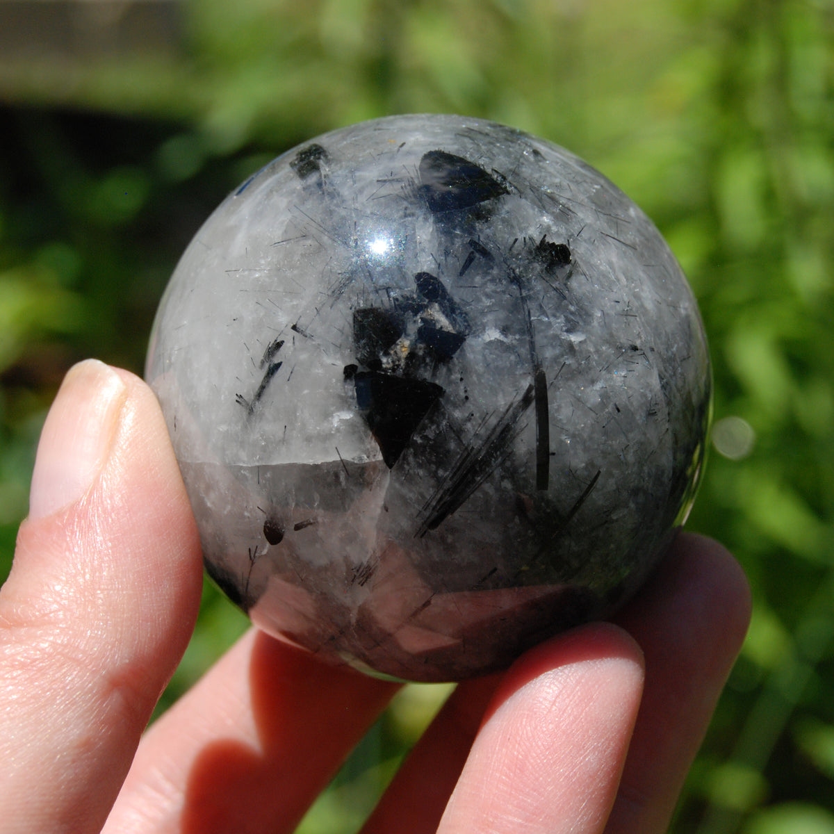 Black Tourmaline Quartz Crystal Sphere