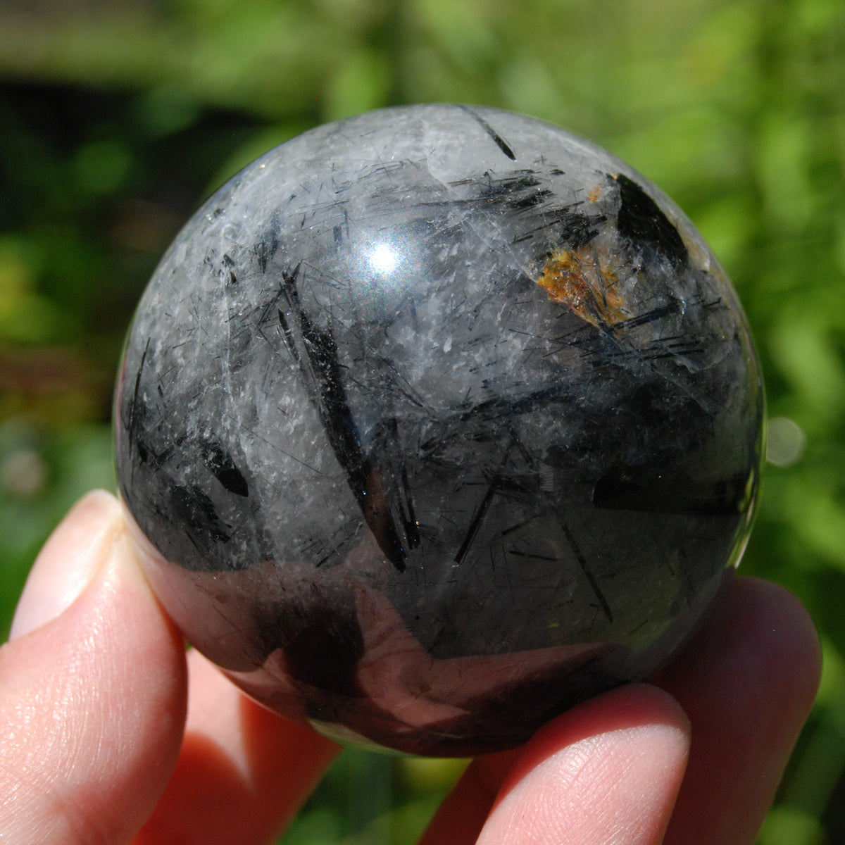 Black Tourmaline Quartz Crystal Sphere