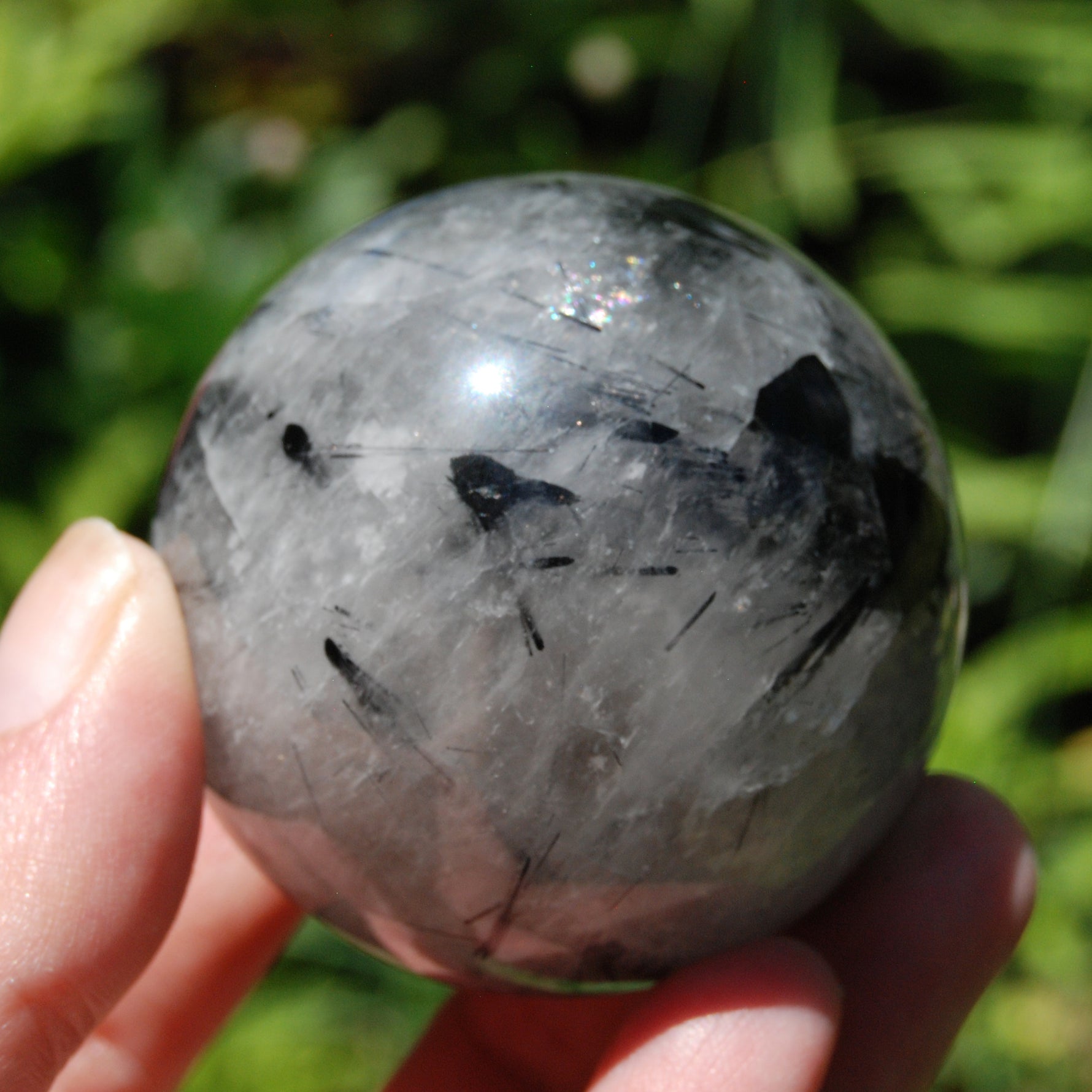 Black Tourmaline Quartz Crystal Sphere