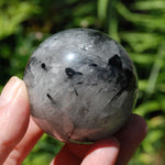 Black Tourmaline Quartz Crystal Sphere