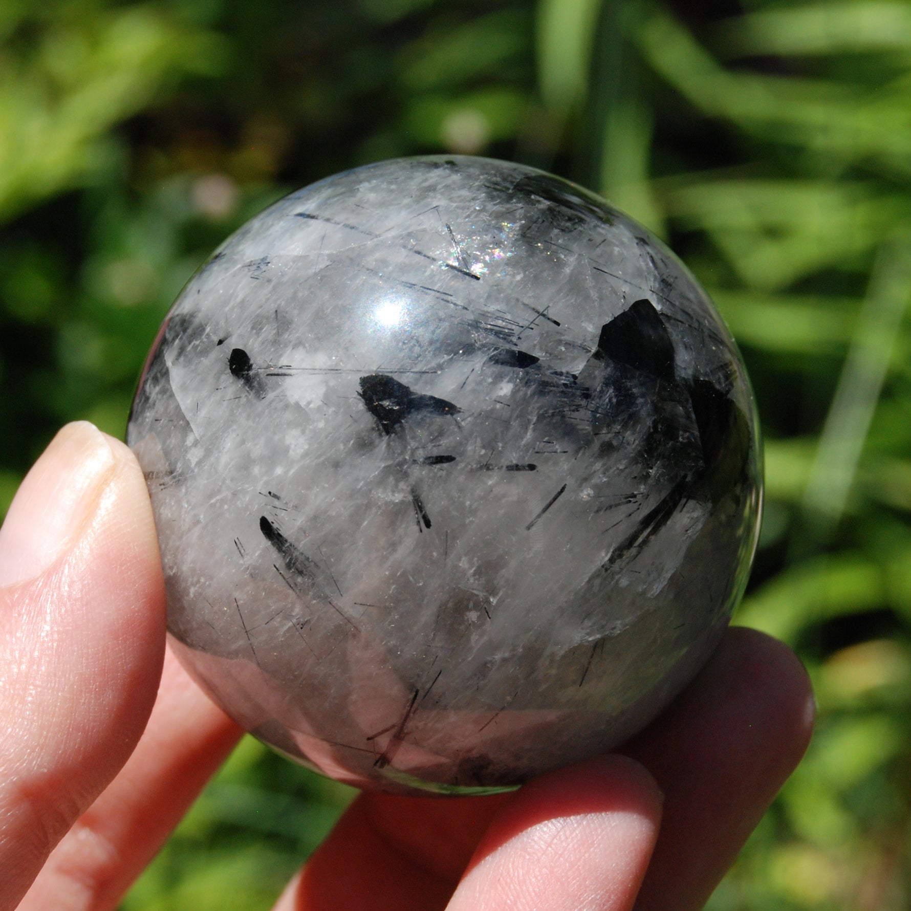 Black Tourmaline Quartz Crystal Sphere