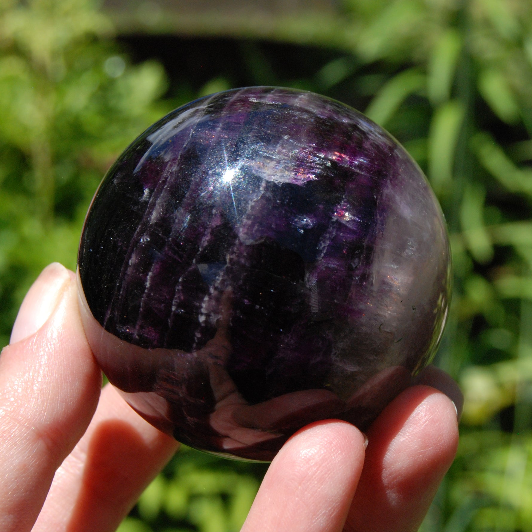 Darkest Purple Fluorite Crystal Sphere