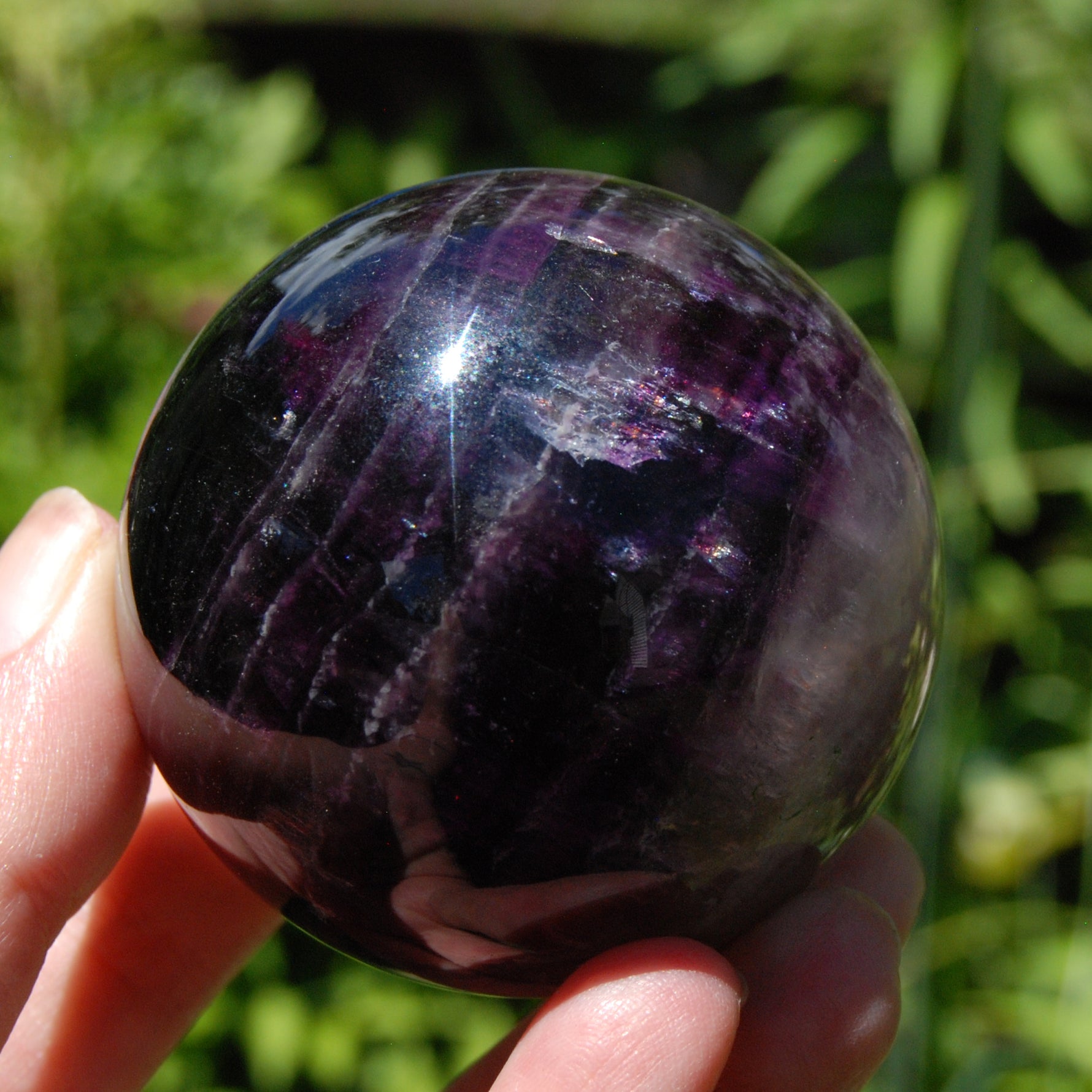 Darkest Purple Fluorite Crystal Sphere