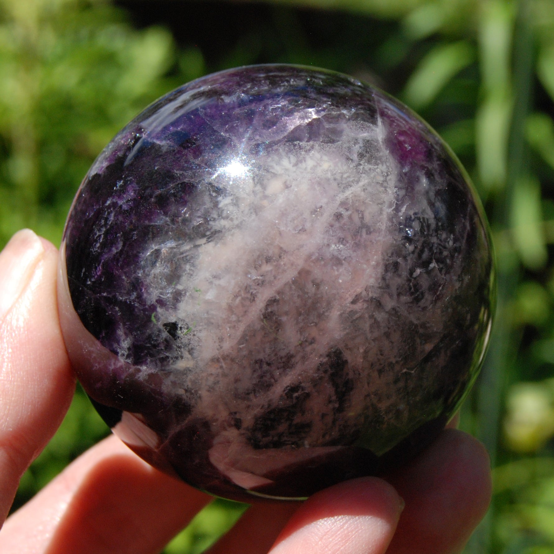 Darkest Purple Fluorite Crystal Sphere