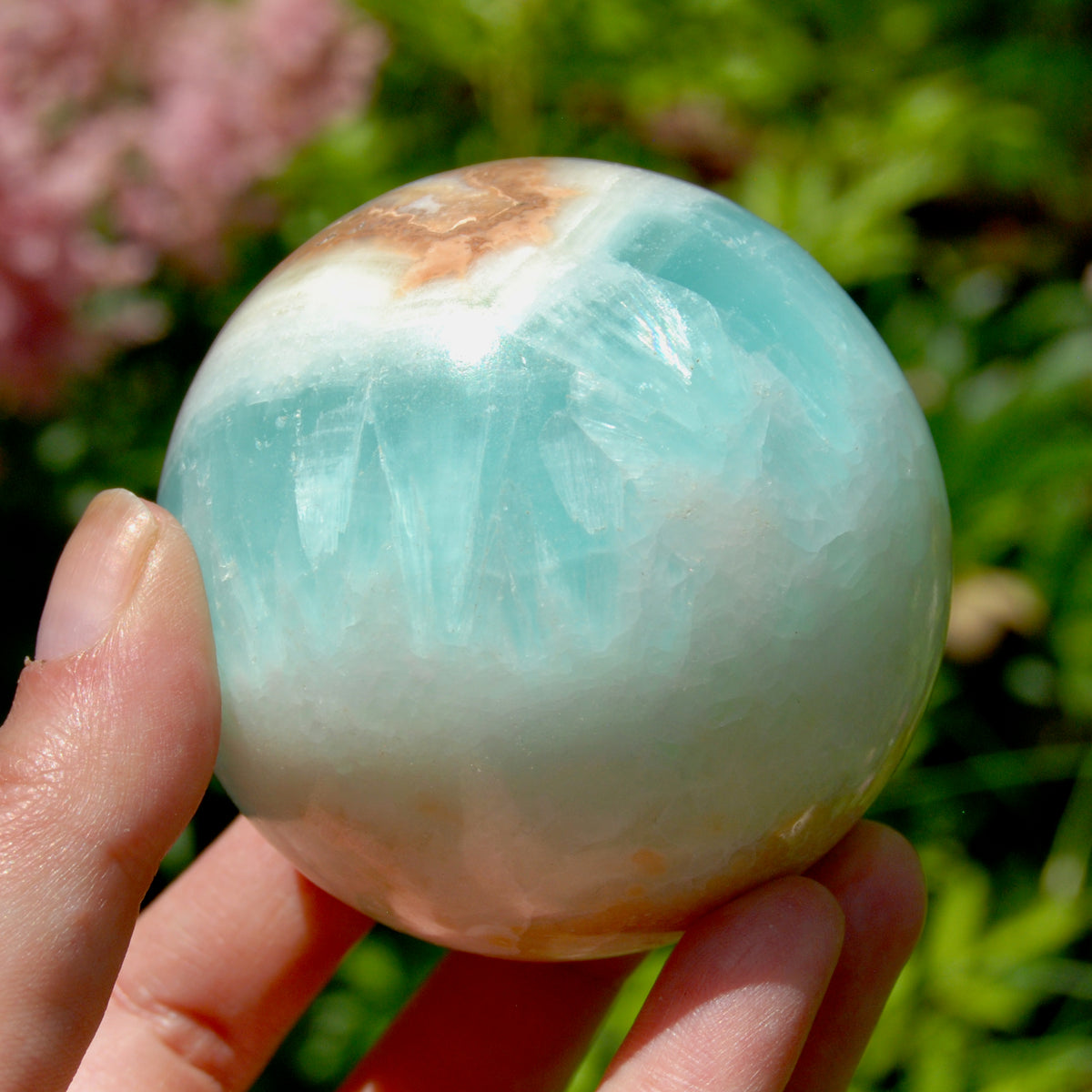 Caribbean Blue Calcite Crystal Sphere